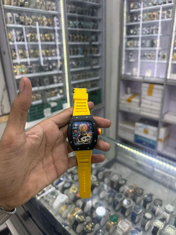 Smiley Face Skeleton Watch – Richard Mille Style | Multi-Color Rubber Strap