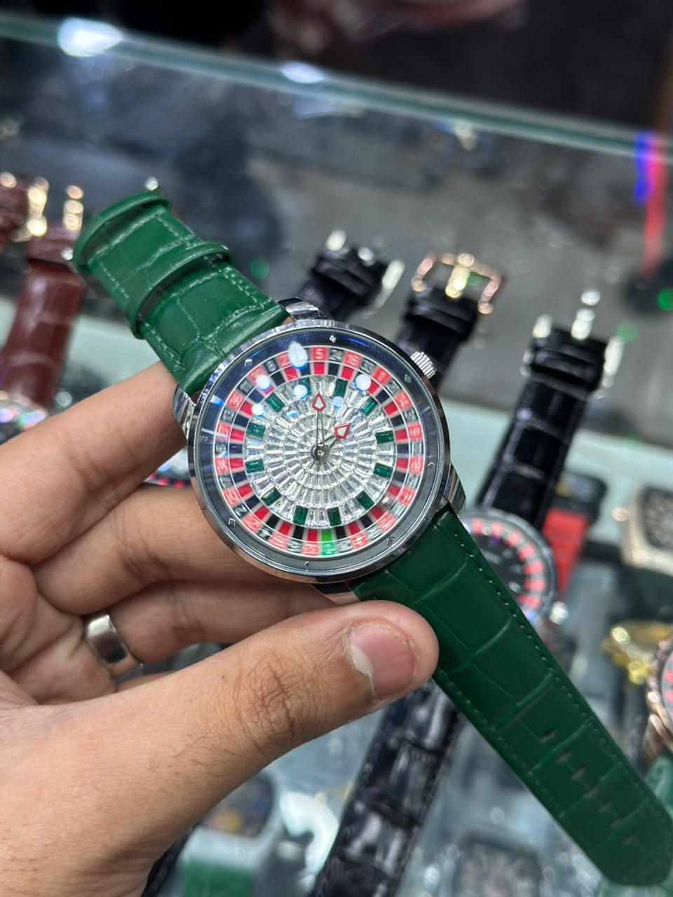 FTTPON Casino Roulette Wheel Watch – Lucky Day Dial | Multi-Color Leather Strap